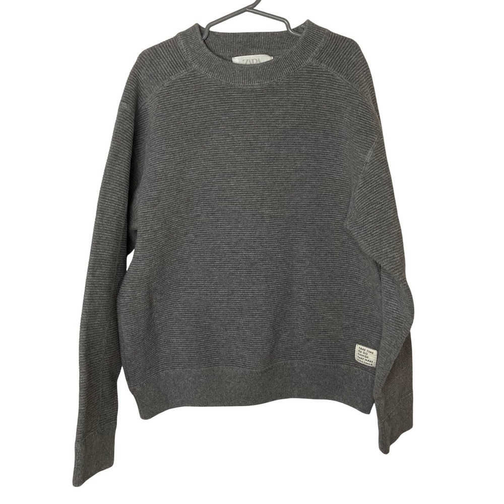 Zara Kids Gray Ribbed Knit Sweater Size 11/12‎ 152 Unisex Cotton